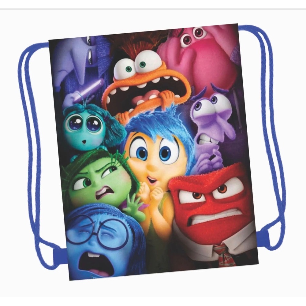 Disney Inside Out Drawstring Backpack 4 Pack Kids Blue Joy Sadness Anger New Bag